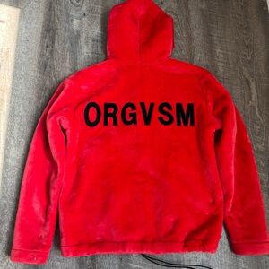 ORGVSM Red Fleece Oversized Hoodie Italy Streetwear Size Medium Unisex